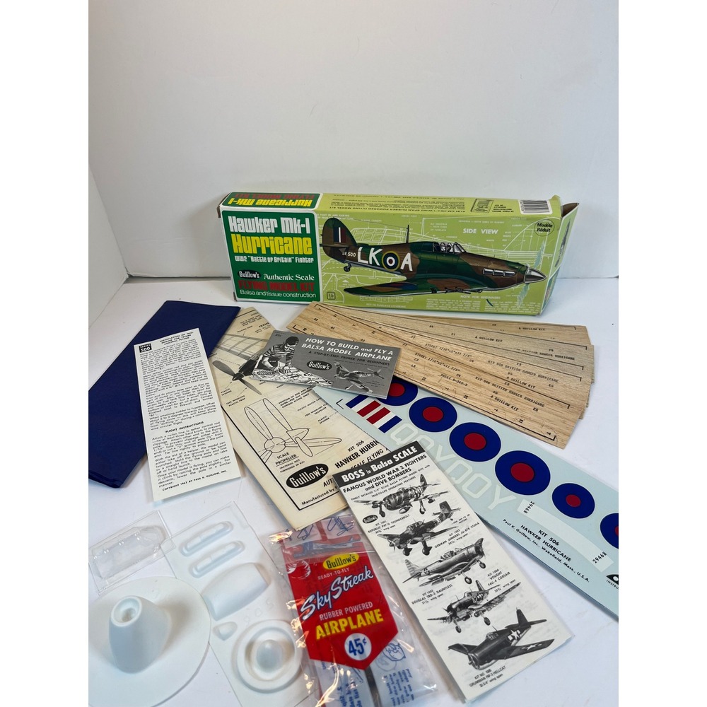 Guillows Hawker Mk-I Hurricane Balsa Flying Model Kit 506 WW2 Fighter 16.5in - Picture 2 of 8